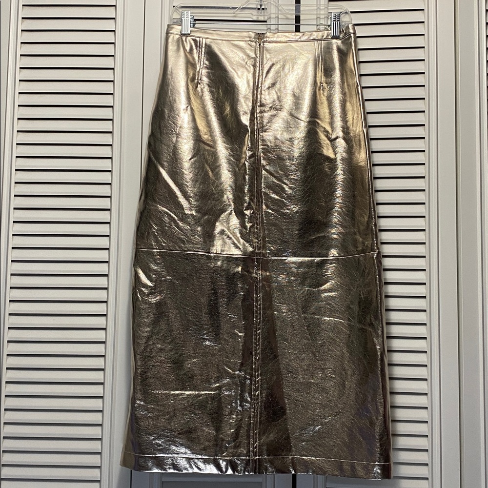 Soaked Danila Metallic Gold Midi Vegan Leather Skirt - Picture 6 of 8